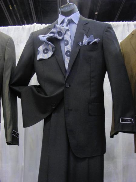 2 PC 2 Button Suit Luxurious Poly Rayon Charcoal Cheap Priced Business Suits Clearance Sale