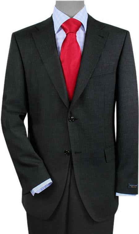 2 Buttons Vented Gray Sharkskin No Pleats Suit