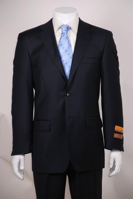 Navy Tone on Tone Modern Fit Suits 2 Button Vented without pleat flat front Pants  - Dark Blue Suit Color