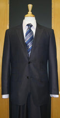 2 Button Peak Lapel Dark Navy Erodesent Flat Front Suit