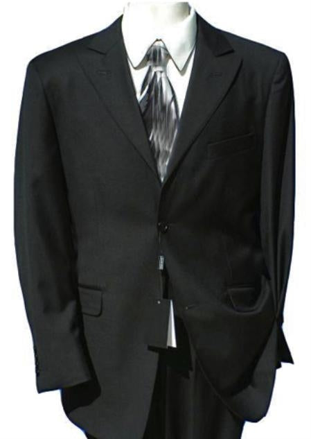 2 Button Peak Lapel Business ~ Wedding 2 piece Side Vented Suit Comes in Black / Dark Navy / Charcoal Gray / Light Gray