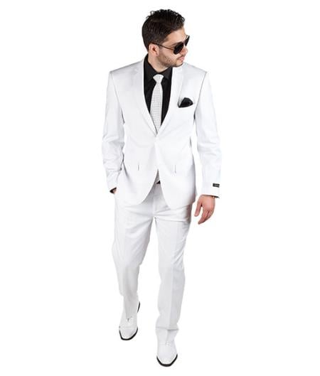 White Slim Fit Men 2 Button Suit - Dress Suit For Men