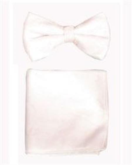 Velvet Bowtie with Hanky White