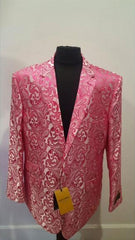 Alberto Nardoni Brand Floral Fuchsia Sportcoat ~ Paisley Jacket ~ Shiny ~ Fashion Blazer For Men Dinner Jacket Tuxedo Looking (Wholesale Price $80 (12pc&UPMinimum))