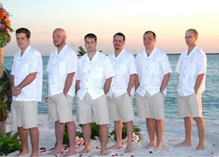 White Double Vented Groom and Groomsmen Wedding Attire