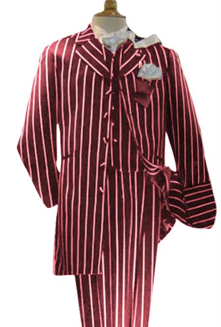 WTXZoot20 2020 New Formal Style Men's Maroon High Fashion Bold Pronounce White Pinstripe T Pre order For September/1/2020