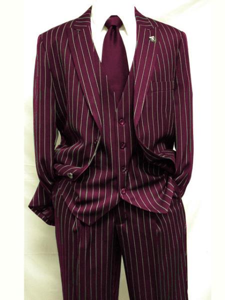 Men's Gangster Bold PinStripe Stripe Chalk Pinstripe Vested 3 Piece Fashion Suit 1920;s 30s Fashion  in 10 Colors Pre order Collection For August/1/2021