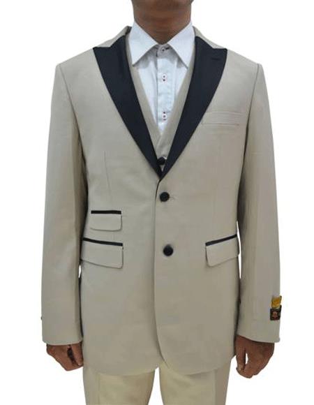 Tan Tuxedo - Khaki Tuxedo Mens Tan 2 Button 3 Pieces Peak Lapel Tuxedo