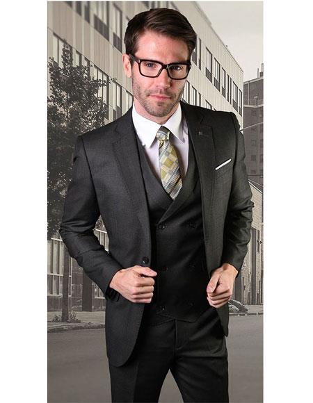 Men's  Two Button Black Suit