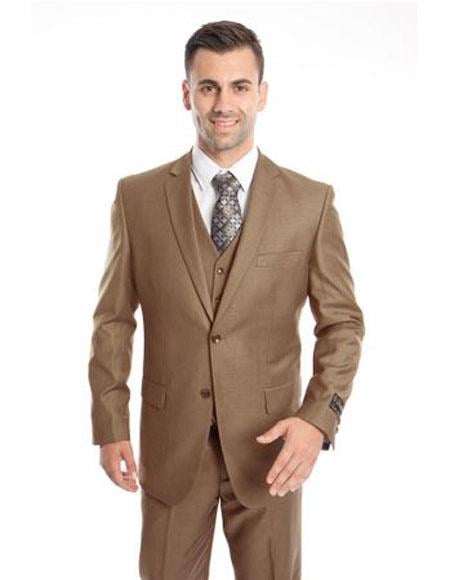 Men's Two Button Regular Fit Dark Taupe Suit