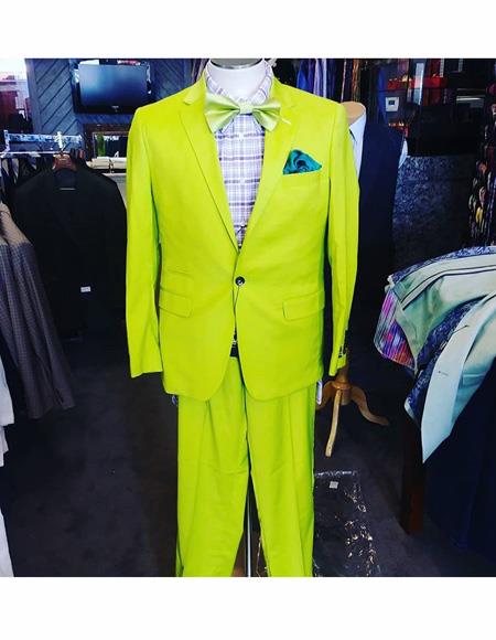 Men's Neon Green - Light Green / Light Green > Quality Suit Jacket + Pants