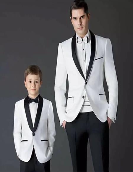 Black and White Shawl Lapel Father ~ Dad And Son Matching Suit