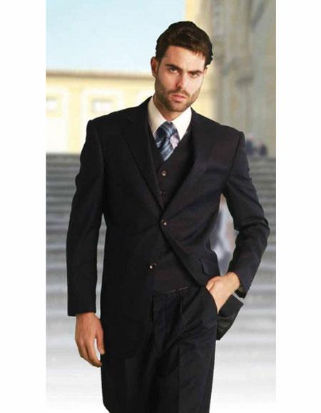 Men's Solid Navy Athletic Cut Classic Suits