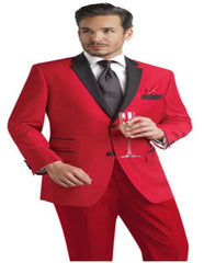 Mens Red Suit Color Two Button Suit