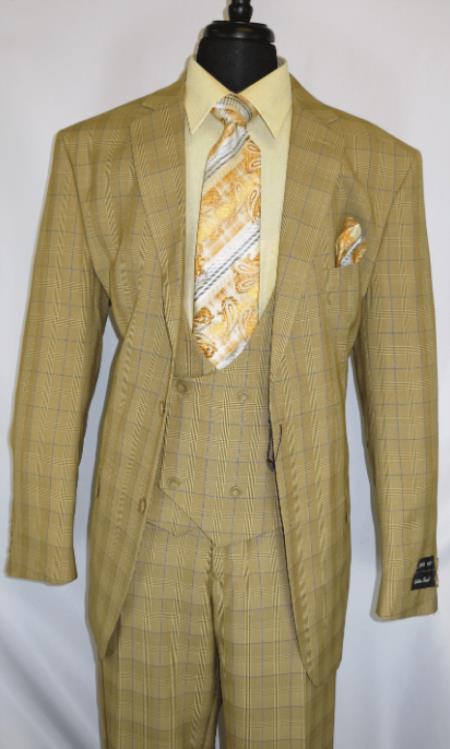 Men's Suit  Tan ~ Plaid Design Checkered Suit Jacket