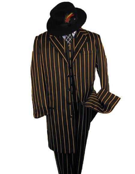 Black And Gold Pronounce Fashion Longe Zoot Suit - Pimp Suit - Zuit Suit for Men