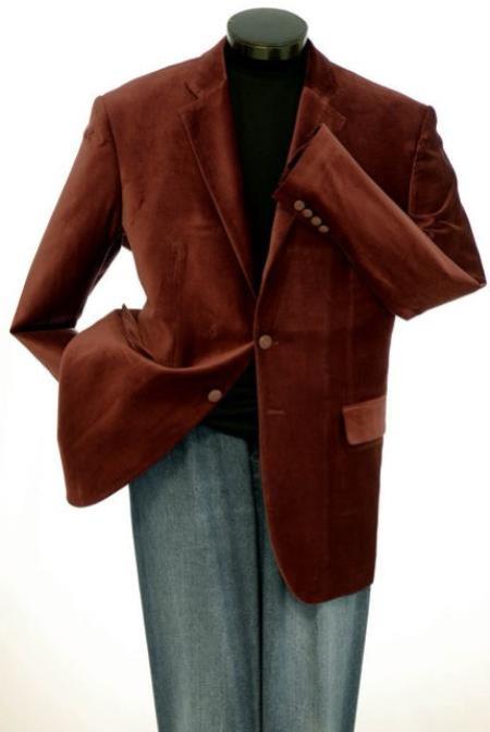 Velour Men's blazer Jacket 2 Button Men's Brown Velvet Cheap Priced Unique Dress