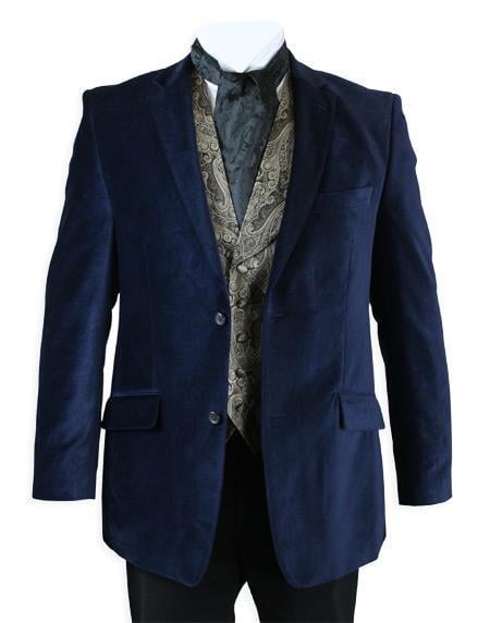 Velour Men's blazer Jacket Velvet Smoking Midnight Blue