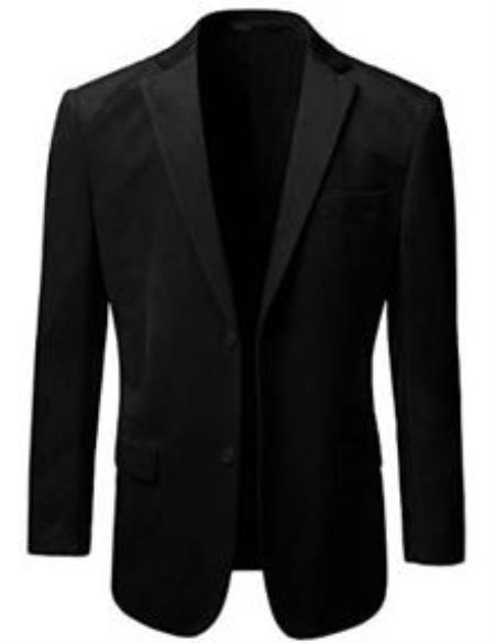 Velour Men's blazer Jacket Branded Men's 2 Button Black