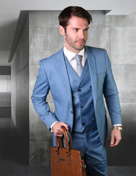 Stella Blue Wool Fabric Suit