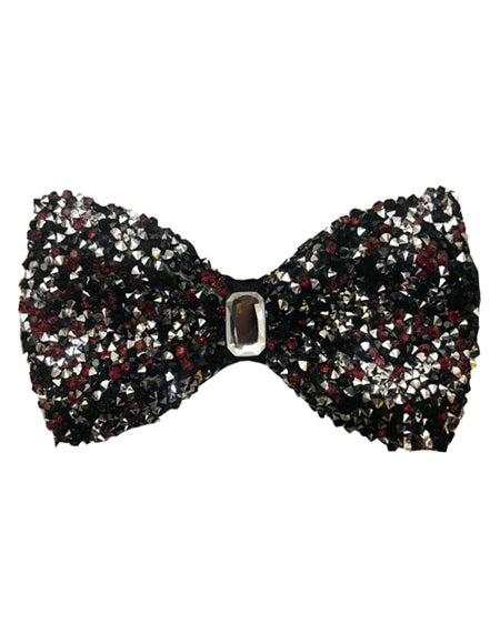 Sparkly Bow Tie Sequin Fabric Rhinestone Bowtie Wine ~ Black ~ Silver