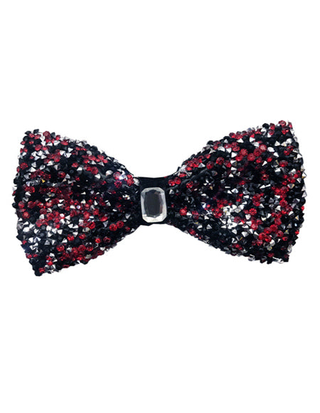 Sparkly Bow Tie Sequin Fabric Rhinestone Bowtie Red ~ Black ~ Silver