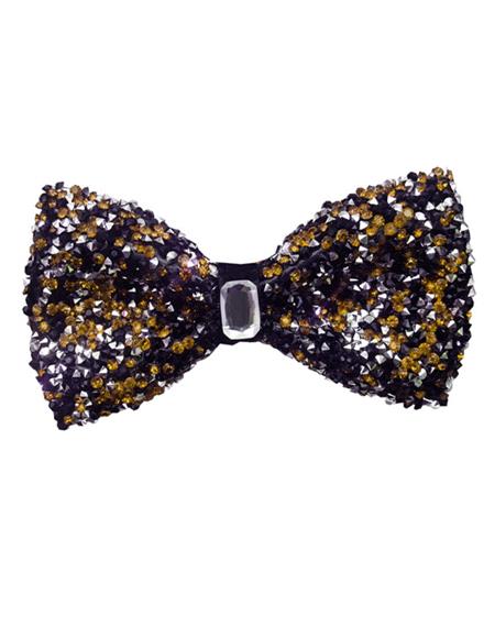 Sparkly Bow Tie Sequin Fabric Rhinestone Bowtie Gold ~ Black ~ Silver