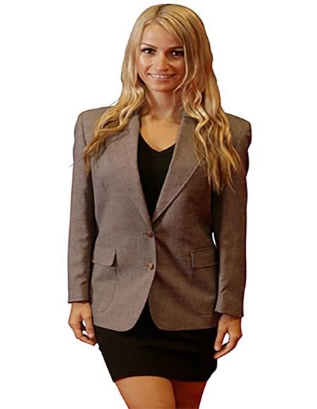 Two Button  women Blazer In Grey