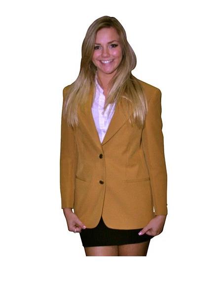 Two Button  women Blazer In Gold