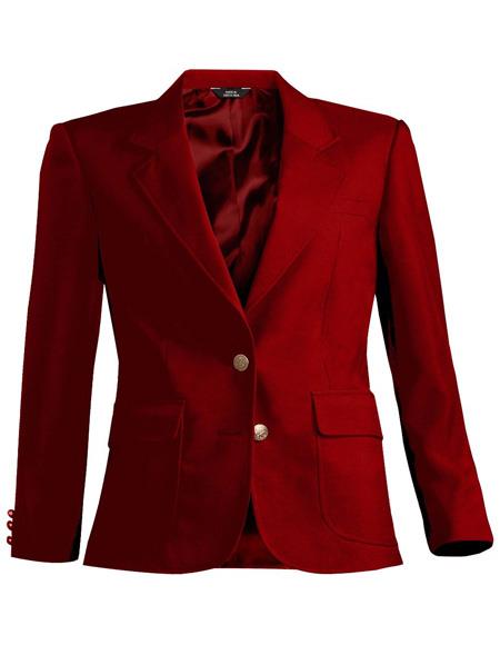 Two Button Red Women Blazer