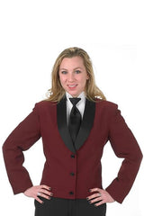 Three Button Solid Pattern Shawl Lapel Women Blazer In Burgundy