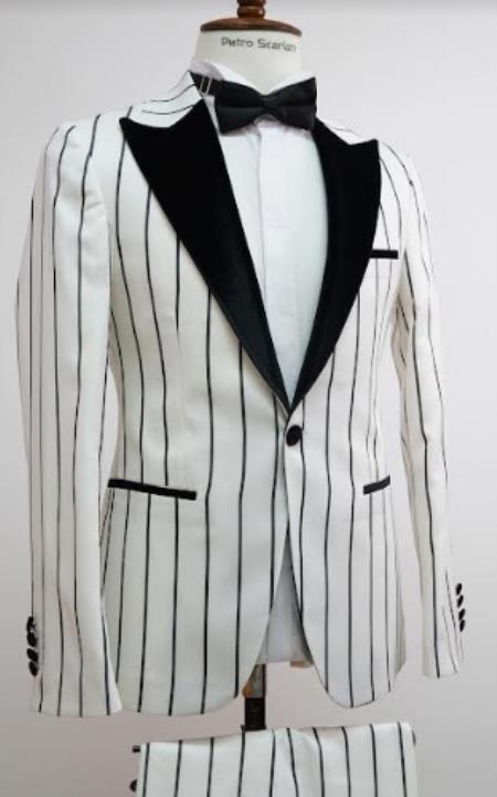 White and Black Pinstripe