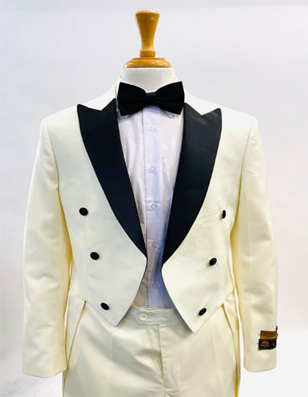 1920s Men's Fashion Tailcoat Tuxedo Morning Suit Tux Color Wool Fabric Ivory ~ Cream ~ Off White Tuxedo & Ivory Suit