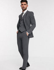 Extra Slim Fit Suit Charcoal Shorter Sleeve~ Shorter Jacket