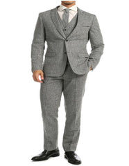 Tweed 3 Piece Suit - Tweed Wedding Suit Big and Tall Tweed Slim Fitted Suit Herringbone Fabric Plus Size Men's Suits For Big Guys