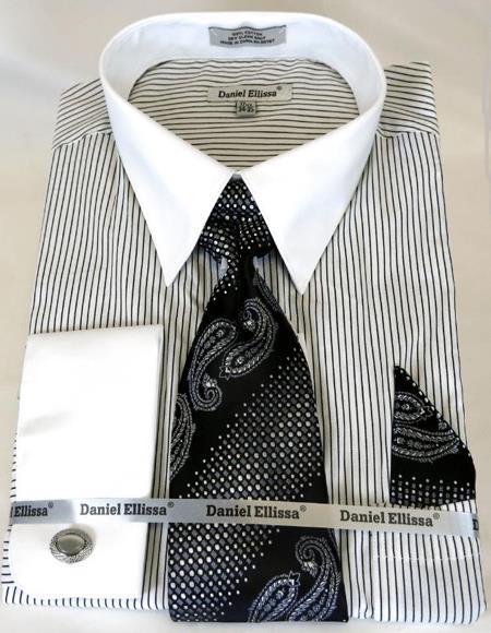 White Colorful Men's Dress Shirt