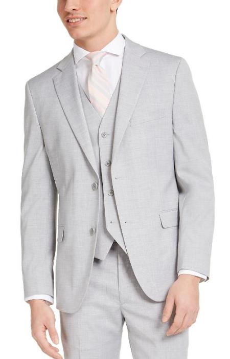 Slim Fit 2 Button Light Grey - Silver Gray Wedding Suit