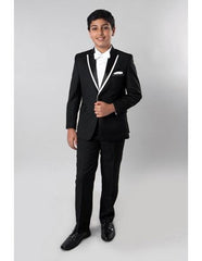 Suit For Teenager Black With White Trim