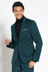 Turtleneck Suit + Free Turtleneck Sweater Package Teal Blue Mens Suit