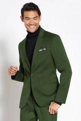 Turtleneck Suit + Free Turtleneck Sweater Package Olive Mens Suit