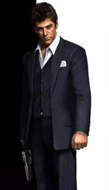 Tony Montana Suit Black One Chest Pocket Scarface Suit