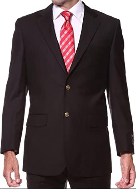 Black Suit With Gold Buttons - 2 Buttons Style