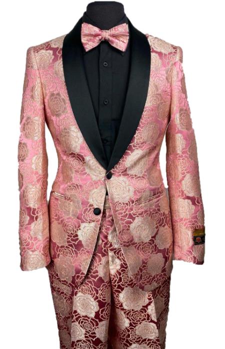 Floral Suits - Paisley Suit - Fashion Suits - Wedding Suit Pink