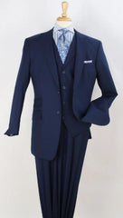 Mens Suit -- Classic Fit Suit - Pleated Pants - Peak Lapel Vested 3 Piece Suit