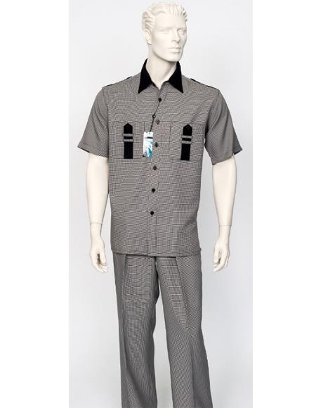 Zacchi Mens Wide Leg 2 Piece Walking Suit - Strap Pockets