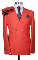 Style#-Slim Fitted Cut Mens Double Breasted Blazer - Hot Red Double Breasted Sport Coat