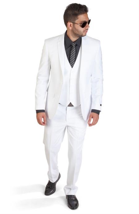 34s Suit - 34 Short White Suit - Size 34 Suit - 34s Slim Fit Suit