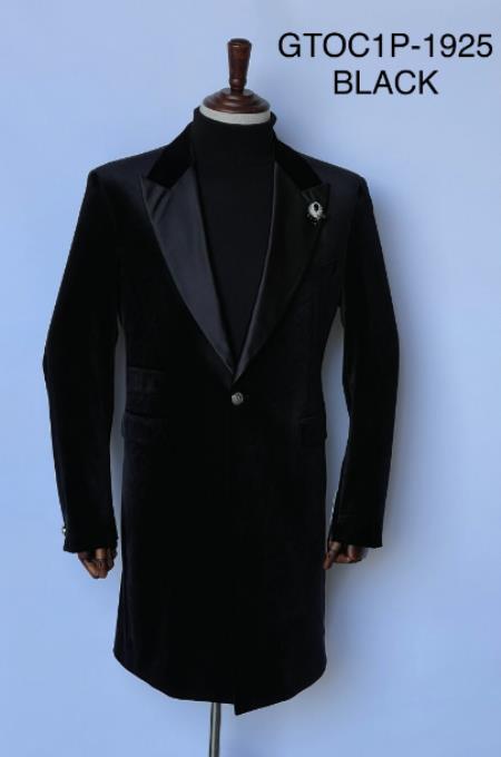 Velvet Long Coat - Velvet Carcoat - Black Coat