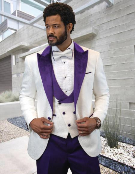 Two Toned Tuxedo With Matching Tuxedo - White and Purple