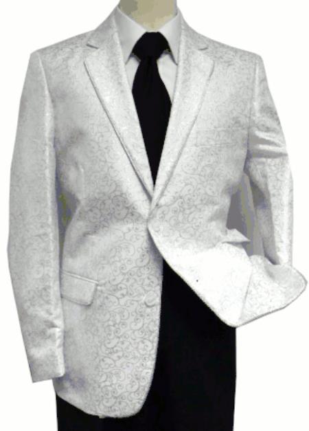 White and Silver Blazer - Paisley Blazer - Floral Sport Coat